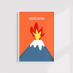 Volcano Art Print Kids' Room Decor, Orange Lava - thumbnail 1
