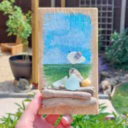 Handmade Seagull Wall Art Reclaimed Wood, Driftwood & Beach Finds Coastal Decor - thumbnail 1