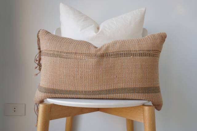 Gray Brown Tribal Hemp Hand Woven Natural Dye Color Pillow Cover - image 1