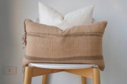 Gray Brown Tribal Hemp Hand Woven Natural Dye Color Pillow Cover - thumbnail 1