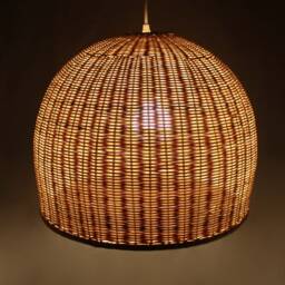 Handwoven Rattan Pendant Light, Bell-Shaped Chandelier - thumbnail 2