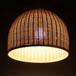 Handwoven Rattan Pendant Light, Bell-Shaped Chandelier - thumbnail 3