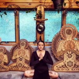 Laser Cut Wood Meditation Art Sacred Geometry Mandala Wall Decor Visionary Yoga Divine Being Buddhis Buddha - thumbnail 4