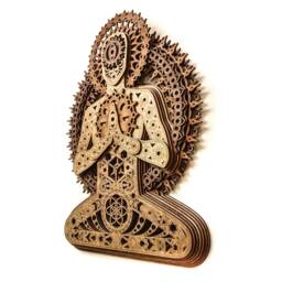 Laser Cut Wood Meditation Art Sacred Geometry Mandala Wall Decor Visionary Yoga Divine Being Buddhis Buddha - thumbnail 2