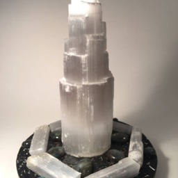 Bejeweled Orgone Selenite Tower - Large Sculpture Featuring Labradorite - Gem & Crystal Art - thumbnail 4
