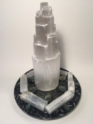 Bejeweled Orgone Selenite Tower - Large Sculpture Featuring Labradorite - Gem & Crystal Art - thumbnail 1