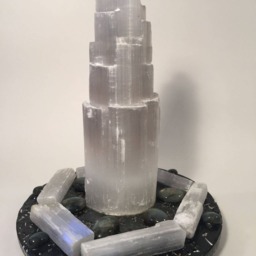 Bejeweled Orgone Selenite Tower - Large Sculpture Featuring Labradorite - Gem & Crystal Art - thumbnail 2
