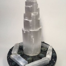 Bejeweled Orgone Selenite Tower - Large Sculpture Featuring Labradorite - Gem & Crystal Art - thumbnail 3
