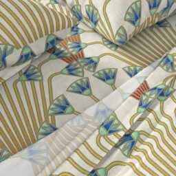 Art Deco Sheets - Papyrus Flowers Light By Analinea Egyptian Flower Neutral Gold Cotton Sateen Sheet Set Bedding Spoonflower - thumbnail 2