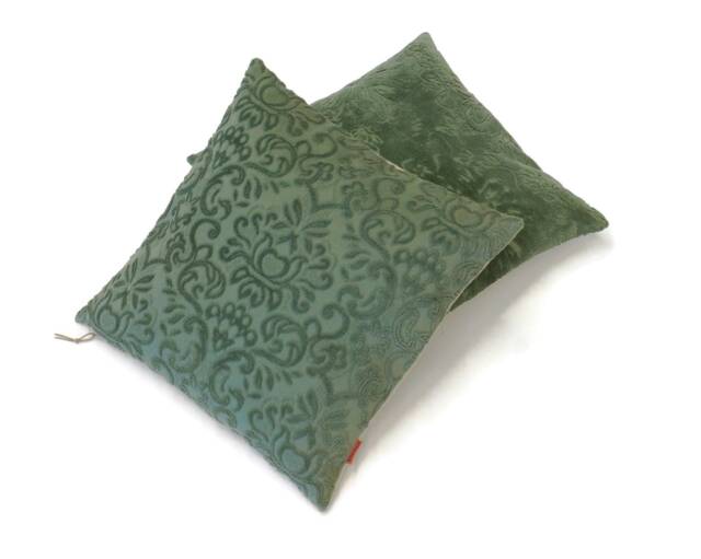 Green Velvet Pillow - Chenille Cushion Cover Decorative Couch Accent Throw Handmade By Ellaosix - image 1
