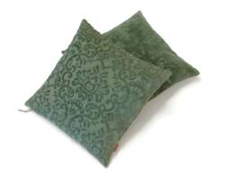 Green Velvet Pillow - Chenille Cushion Cover Decorative Couch Accent Throw Handmade By Ellaosix - thumbnail 1