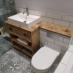 Woolwich - Handmade Bathroom Vanity Unit, Rustic Solid Wood Sink Custom Built Basin Cabinet - thumbnail 2