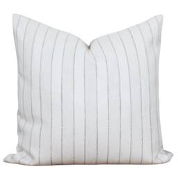 White Stripe Pillow Cover - Linen Farmhouse Traditional Decorative Pillows Striped Boho -- Layla - thumbnail 3