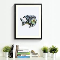 Magic Fish. Children's Room Decor. Baby Animal. Nursery Wall Sculpture. 3D Decor. Bright Time Fish. Installation For Kids - thumbnail 3