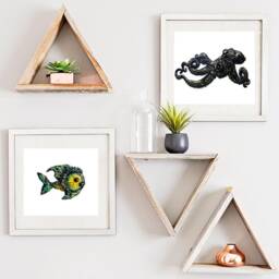 Magic Fish. Children's Room Decor. Baby Animal. Nursery Wall Sculpture. 3D Decor. Bright Time Fish. Installation For Kids - thumbnail 4