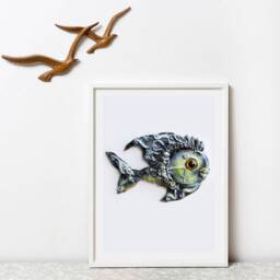 Magic Fish. Children's Room Decor. Baby Animal. Nursery Wall Sculpture. 3D Decor. Bright Time Fish. Installation For Kids - thumbnail 2