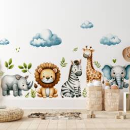 Watercolor Safari Animals Wall Decals Peel & Stick Nursery Decor - thumbnail 2