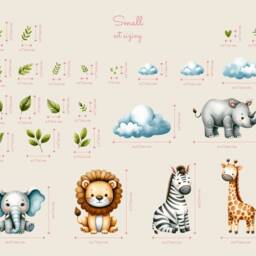 Watercolor Safari Animals Wall Decals Peel & Stick Nursery Decor - thumbnail 3