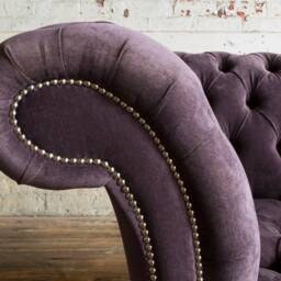 British Handmade 1.5 Seater Aubergine Textured Velvet Chesterfield Snuggle Chair, Armchair - thumbnail 3