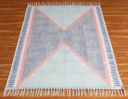 Hand Block Printed Cotton Dhurrie Rug Boho Garden Decor