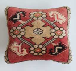 Handmade Cushion Cover, Multicolour Turkish Rug Cushion, Pillow, Decorative Throw Kilim 14''x12''/36x32 cm - thumbnail 1