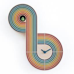 Colorful Cuckoo Clock, Layered Wood Wall Decor, Contemporary Design - thumbnail 2