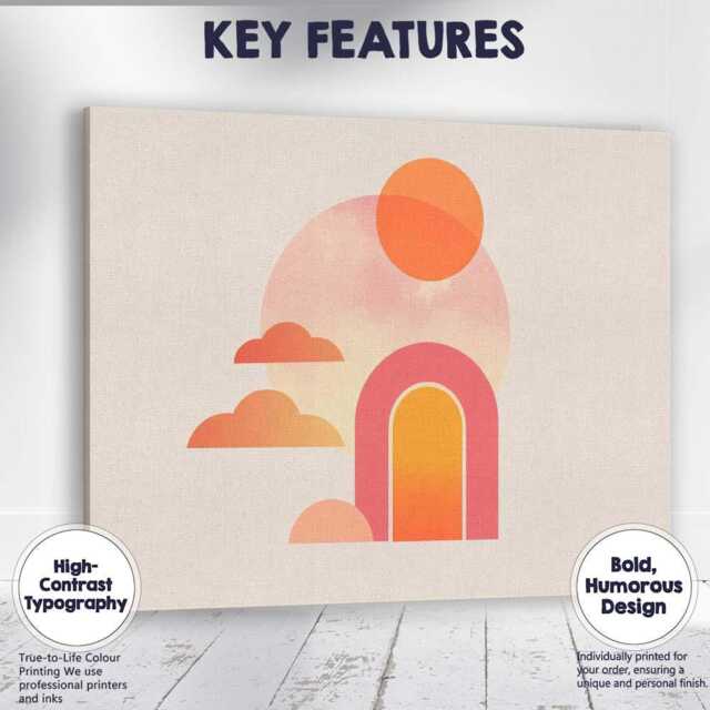 Minimalist Sunset Arch Soft Gradient Abstract Landscape Canvas Wall Art Print Decor Picture Ready To Hang - image 1