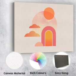 Minimalist Sunset Arch Soft Gradient Abstract Landscape Canvas Wall Art Print Decor Picture Ready To Hang - thumbnail 2