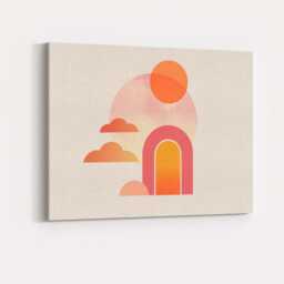 Minimalist Sunset Arch Soft Gradient Abstract Landscape Canvas Wall Art Print Decor Picture Ready To Hang - thumbnail 4