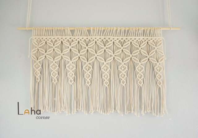 Large Macrame Wall Hanging Above Bed, Headboard Decor, Modern Woven Fiber Art, Handmade Cotton Bedroom Tapestry - image 1