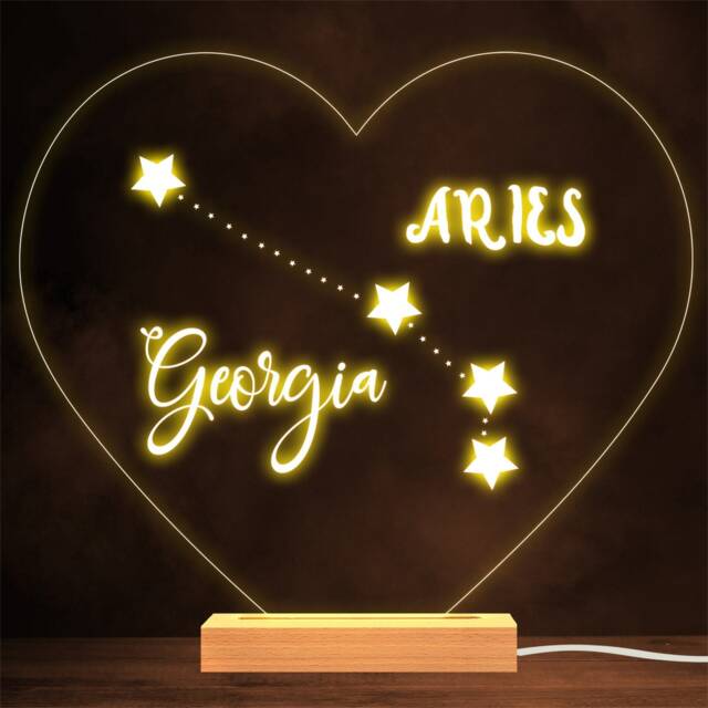Constellations Zodiac Sign Aries Personalised Gift Lamp Night Light - image 1