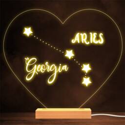 Constellations Zodiac Sign Aries Personalised Gift Lamp Night Light - thumbnail 1