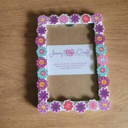 Colourful Wooden Flower Button Photo Frame 4 X 6 Inches - thumbnail 4