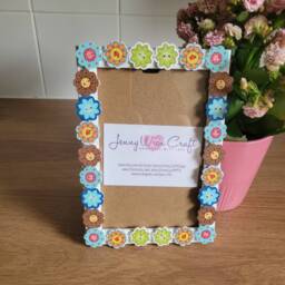 Colourful Wooden Flower Button Photo Frame 4 X 6 Inches - thumbnail 2