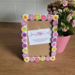 Colourful Wooden Flower Button Photo Frame 4 X 6 Inches - thumbnail 3