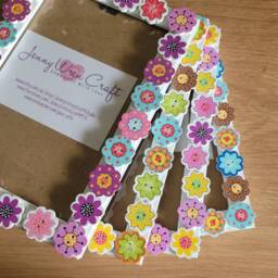 Colourful Wooden Flower Button Photo Frame 4 X 6 Inches