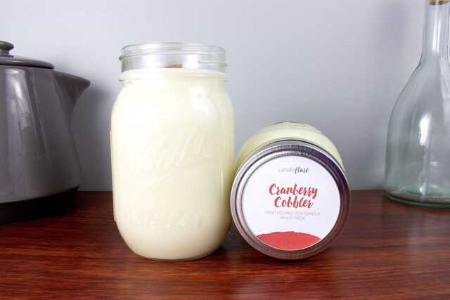 Cranberry Cobbler Soy Candle in Pint Mason Jar, Scented Candle, Wood Wick Cranberry Jar - image 1