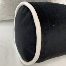 "Monochrome Black & White Velvet Personalised Cushion Bolster 16"" X 6" - thumbnail 3