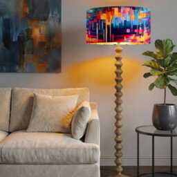 Handmade Velvet Drum Lamp Shade Multicolored Abstract Pendant Ceiling Light - thumbnail 2