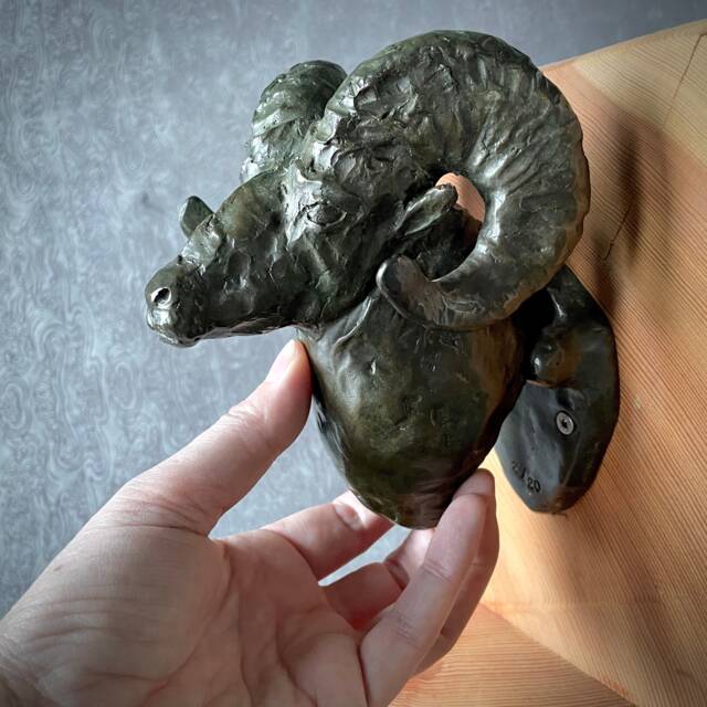 Cast Bronze Ram's Head Door Knocker Wildlife Home Decor By Kindrie Grove - image 1