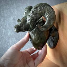 Cast Bronze Ram's Head Door Knocker Wildlife Home Decor By Kindrie Grove - thumbnail 1