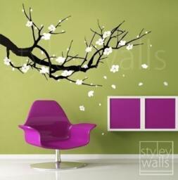 Cherry Blossom Branch Wall Decals, Nursery Decals, Plum Sakura Tree Decal, Cherrom Home Decor - thumbnail 2