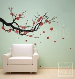 Cherry Blossom Branch Wall Decals, Nursery Decals, Plum Sakura Tree Decal, Cherrom Home Decor - thumbnail 3