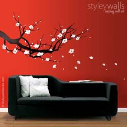 Cherry Blossom Branch Wall Decals, Nursery Decals, Plum Sakura Tree Decal, Cherrom Home Decor