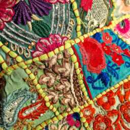 Indian Pouf Cover. Patchwork Ottoman. Handmade Home Deco - thumbnail 3