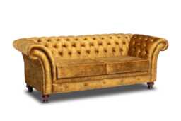 Chesterfield Three Seater Belmont Sofa Vintage Mustard Velvet