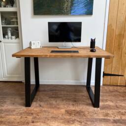 Small Wooden Desk For Home Office Study Solid Wood & Steel Legs - thumbnail 2