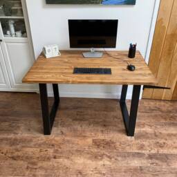 Small Wooden Desk For Home Office Study Solid Wood & Steel Legs - thumbnail 3