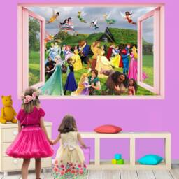Princesses Princes Cartoon Characters Fairies Fantasy Wall Art Sticker Decal Mural Poster Girls Room Decor 1088 - thumbnail 2