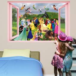 Princesses Princes Cartoon Characters Fairies Fantasy Wall Art Sticker Decal Mural Poster Girls Room Decor 1088 - thumbnail 1